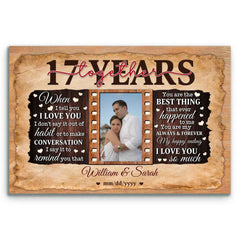 17th Anniversary Personalized Canvas Gift for Couples - Custom Photo Print - 17 Years of Marriage