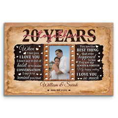 20th Anniversary Custom Photo Canvas - Gift for Partners - 20 Years Together