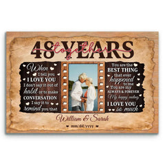 Anniversary Canvas Keepsake - 48th Anniversary Gift for Partners - Custom Photo - 48 Years Together