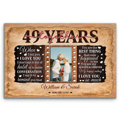 Personalized Photo Canvas - 49th Anniversary Gift for Couples - 49 Years of Marriage