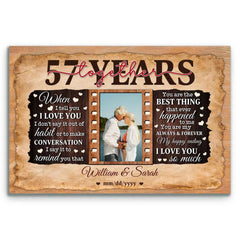 Personalized Photo Canvas - 57th Anniversary Gift for Couples - 57 Years of Marriage