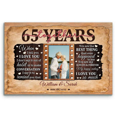 Personalized Photo Canvas - 65th Anniversary Gift for Couples - 65 Years of Marriage