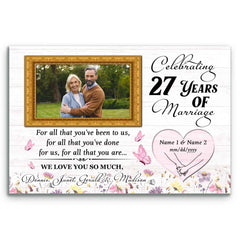 27th Anniversary Canvas - Personalized Gift For Mom And Dad - 27 Years Of Marriage - For All That You Have Been To Us