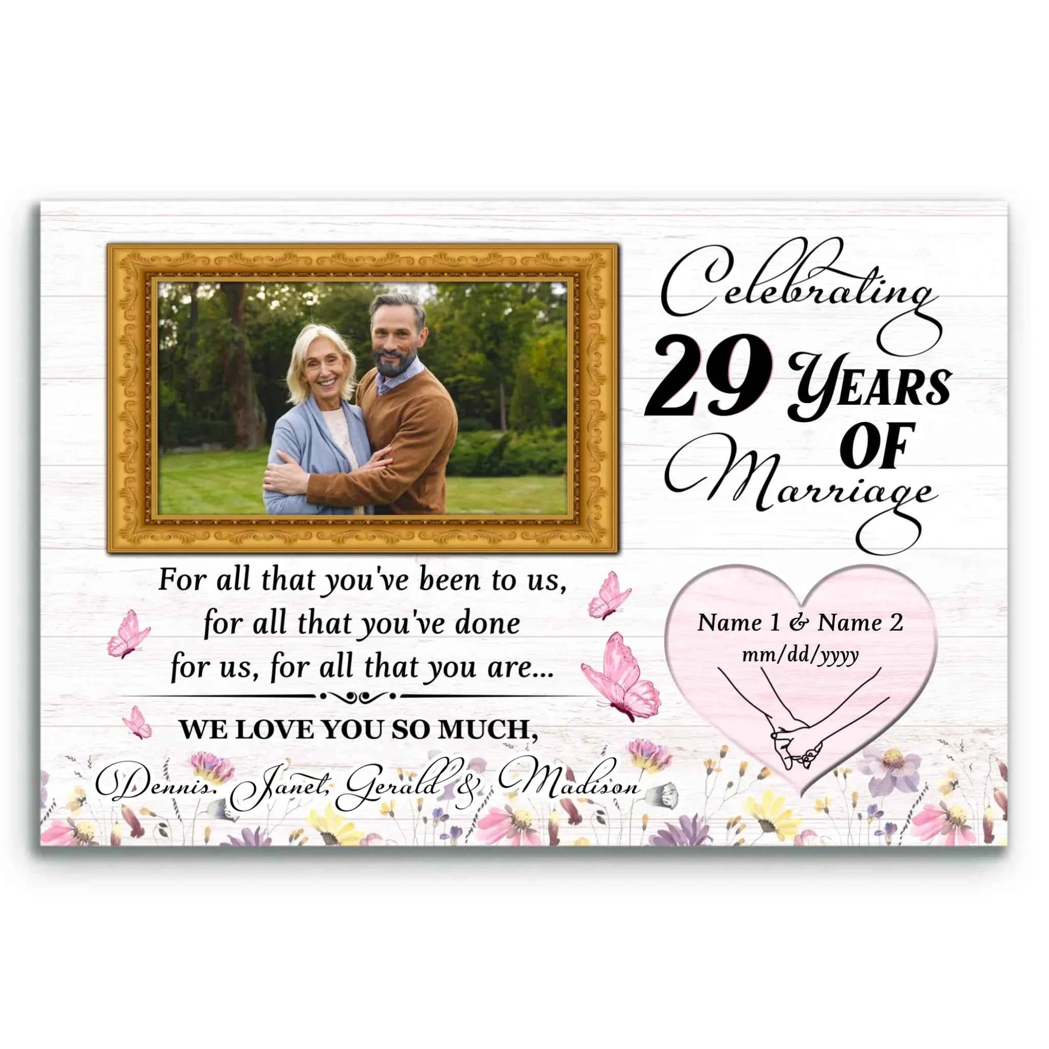 29th Wedding Anniversary Canvas Gift - Personalized Photo - For All That You Have Been To Us - 29 Years Of Love