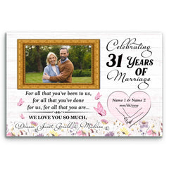 31st Wedding Anniversary Canvas - Custom Photo Gift For Parents - For All That You Have Been To Us - 31 Years Together