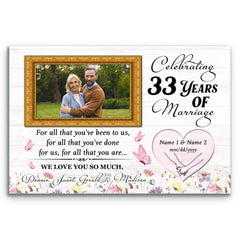 33rd Anniversary Canvas - Custom Photo Frame For Parents - For All That You Have Been To Us - 33 Years Together