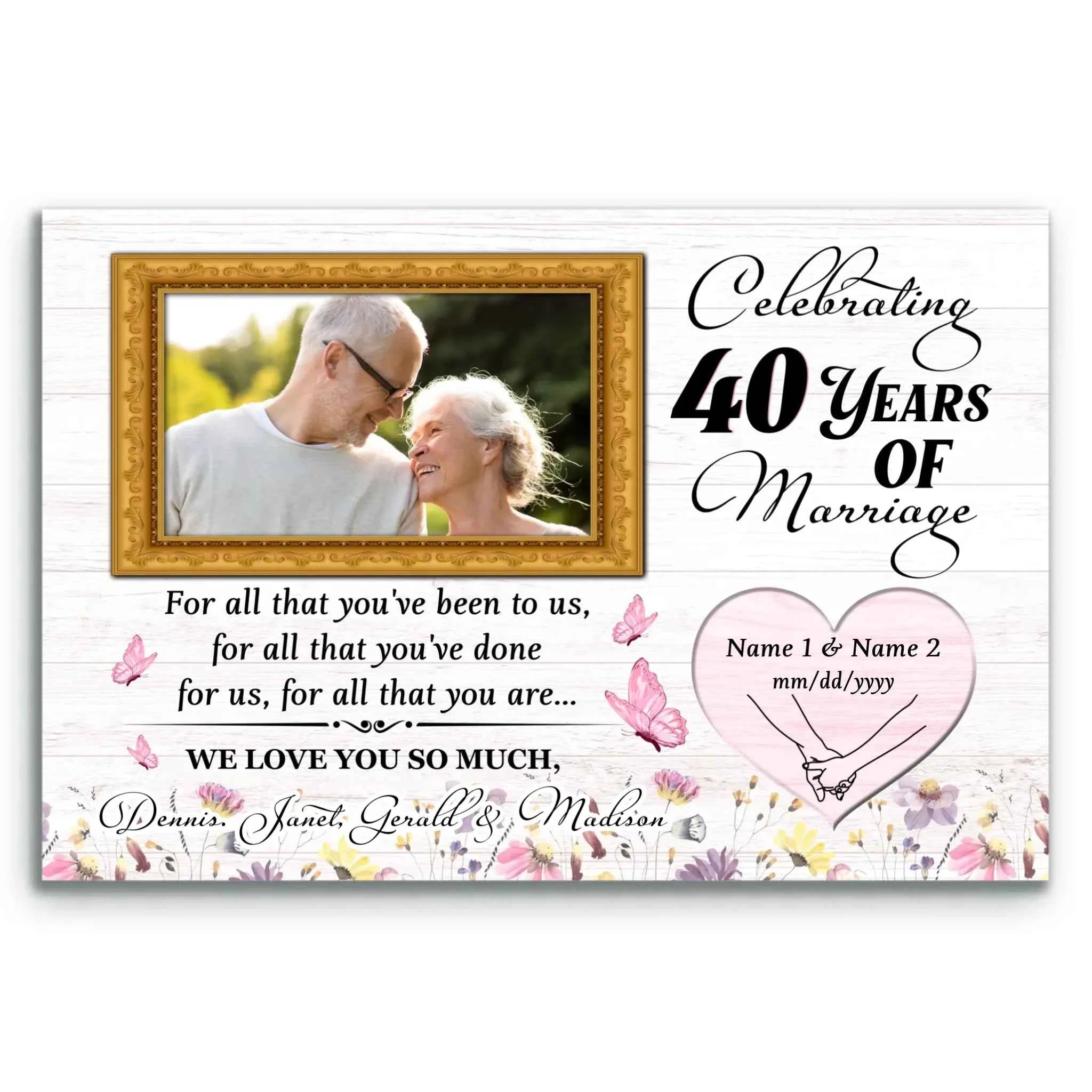 40th Anniversary Canvas Gift - Custom Photo For Parents - 40 Years Of Marriage - For All That You Have Been To Us
