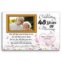 48th Anniversary Canvas - Custom Photo Frame For Parents - For All That You Have Been To Us - 48 Years Together