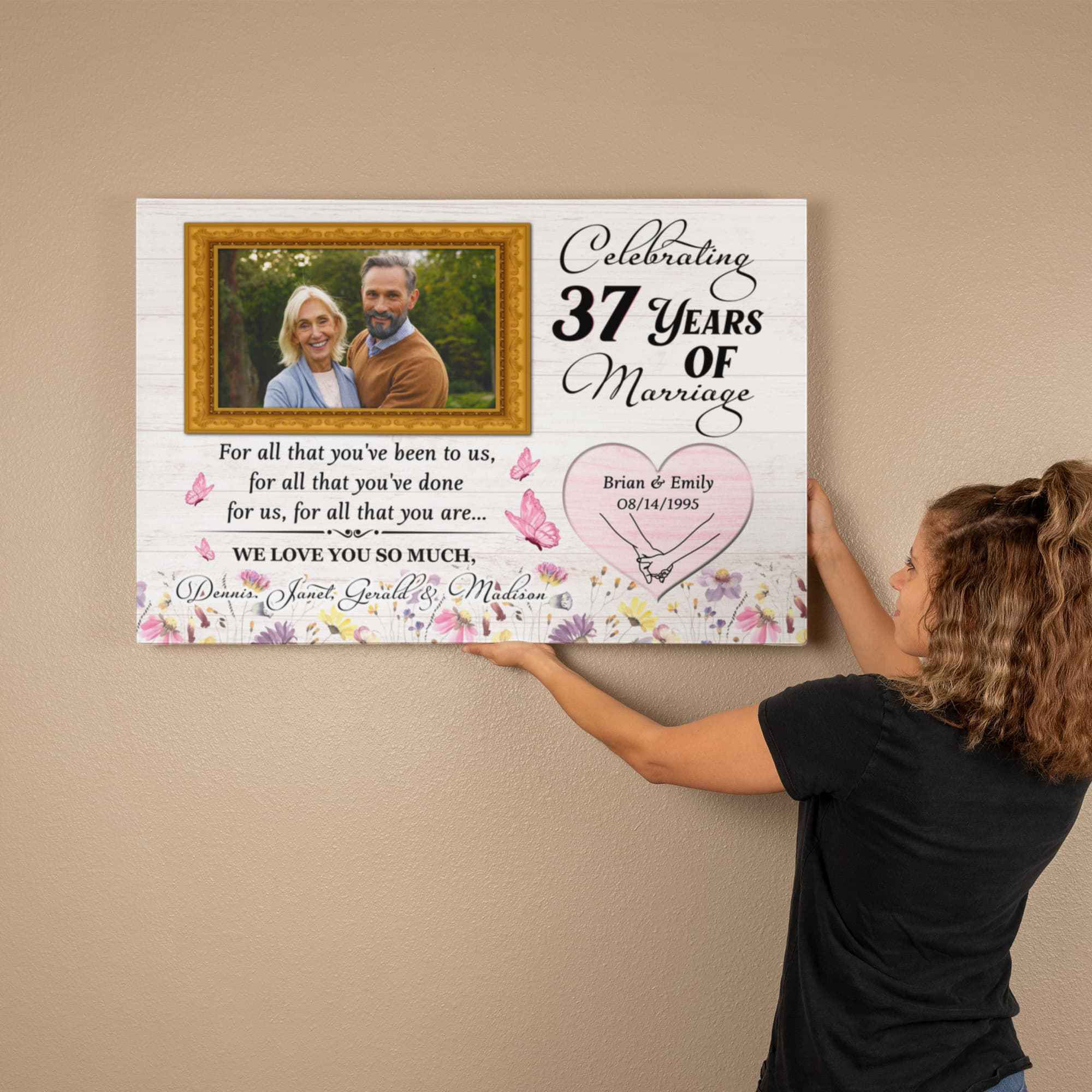 37th Anniversary Canvas - Personalized Gift For Mom And Dad - 37 Years Of Marriage - For All That You Have Been To Us