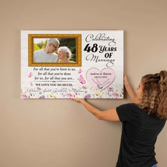 48th Anniversary Canvas - Custom Photo Frame For Parents - For All That You Have Been To Us - 48 Years Together