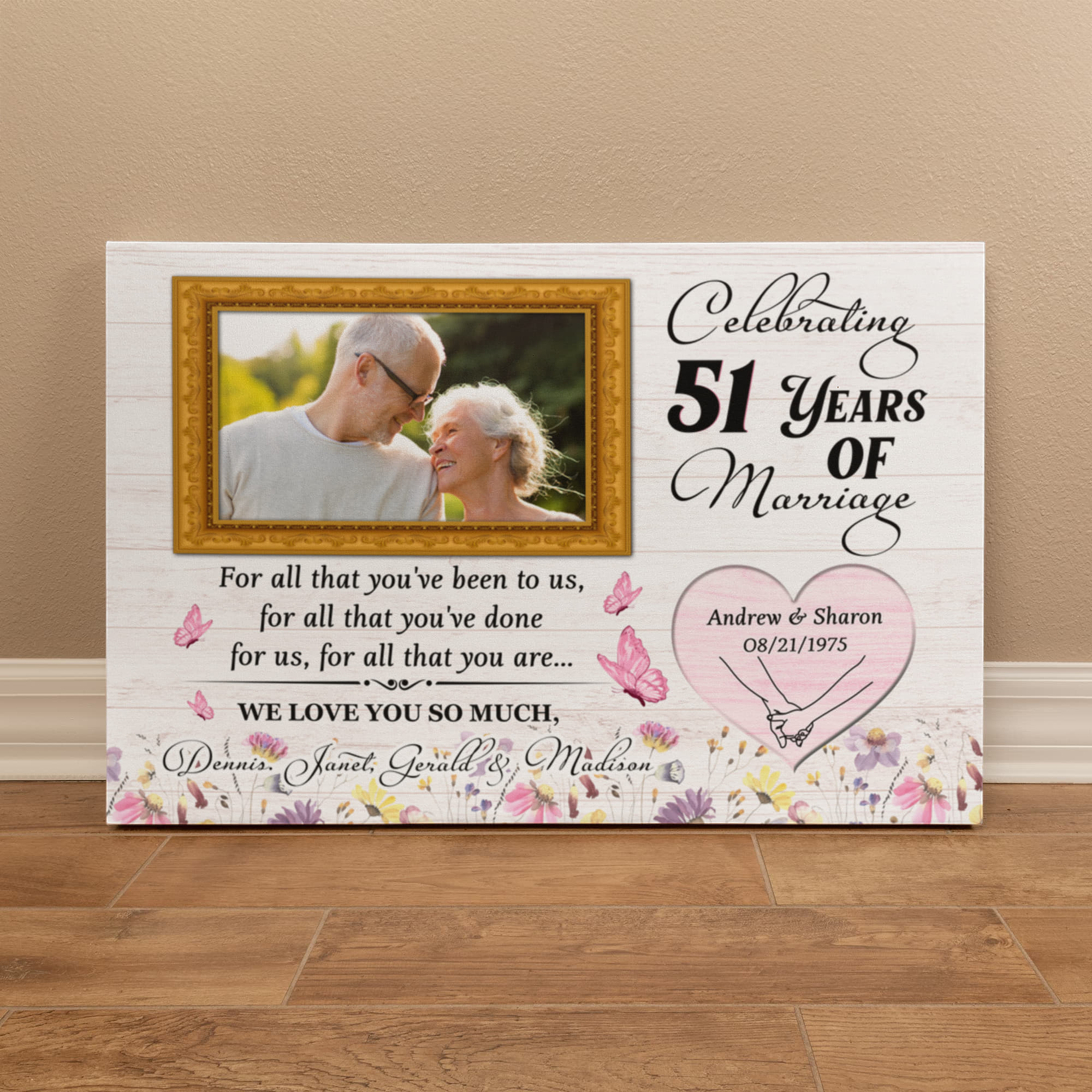51st Wedding Anniversary Canvas - Custom Photo Gift For Parents - For All That You Have Been To Us - 51 Years Together