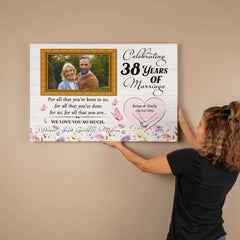 38th Anniversary Canvas - Custom Photo Frame For Parents - For All That You Have Been To Us - 38 Years Together