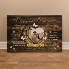 7th Wedding Anniversary Canvas - Custom Photo Gift - I Choose You - 7 Years Together