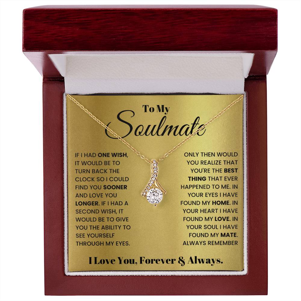 To My Soulmate - One Wish Necklace for Her - Anniversary Gift for Wife