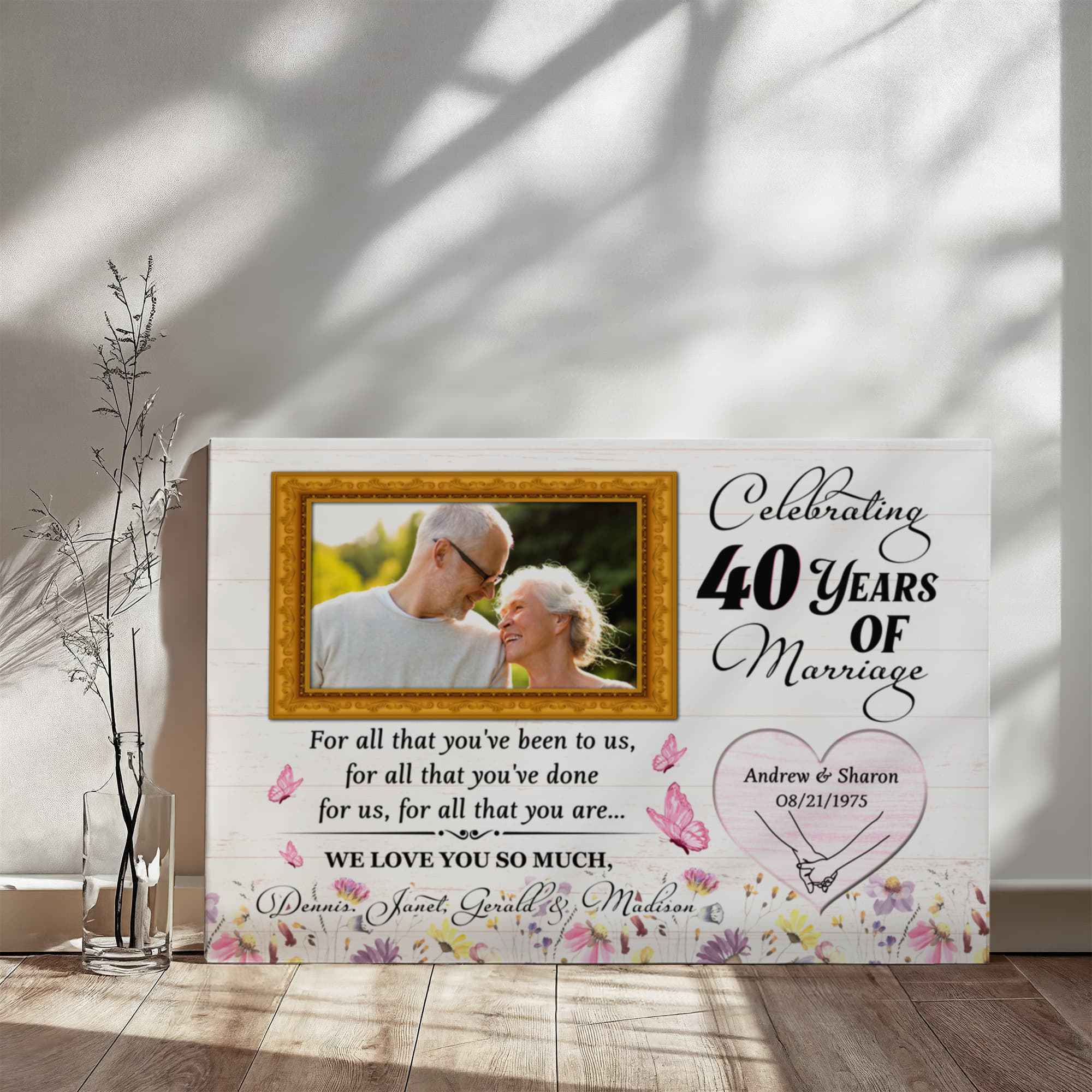 40th Anniversary Canvas Gift - Custom Photo For Parents - 40 Years Of Marriage - For All That You Have Been To Us