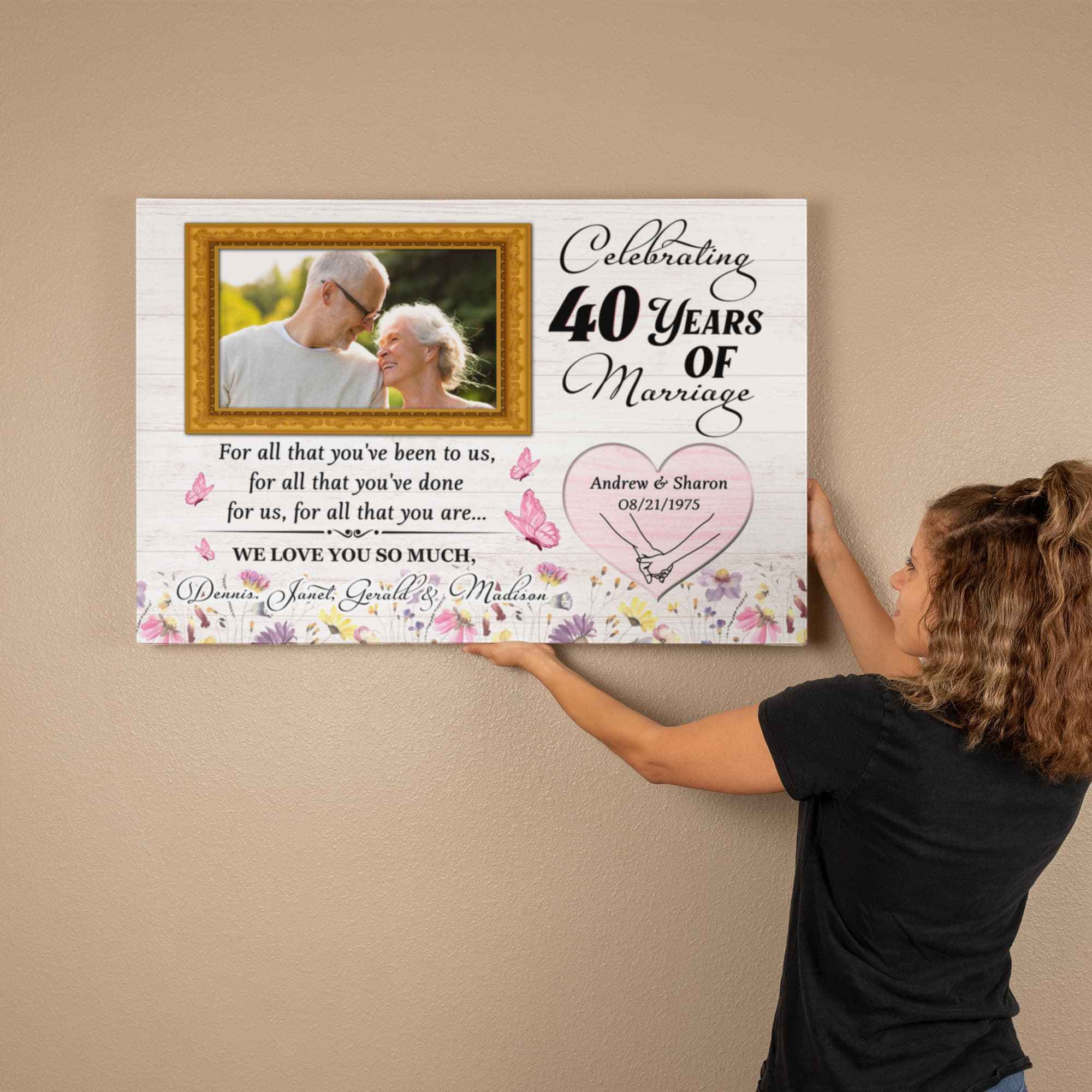 40th Anniversary Canvas Gift - Custom Photo For Parents - 40 Years Of Marriage - For All That You Have Been To Us