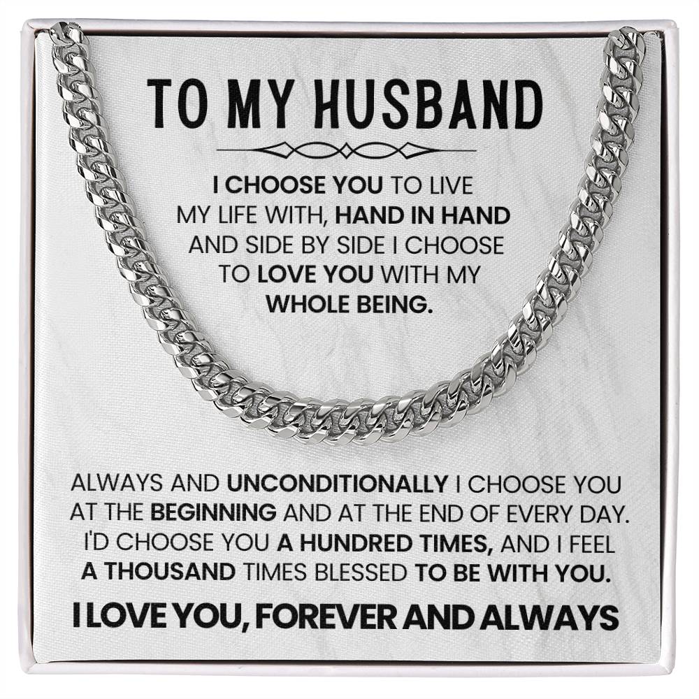 To My Husband - I Choose You Necklace - Anniversary Gift for Him
