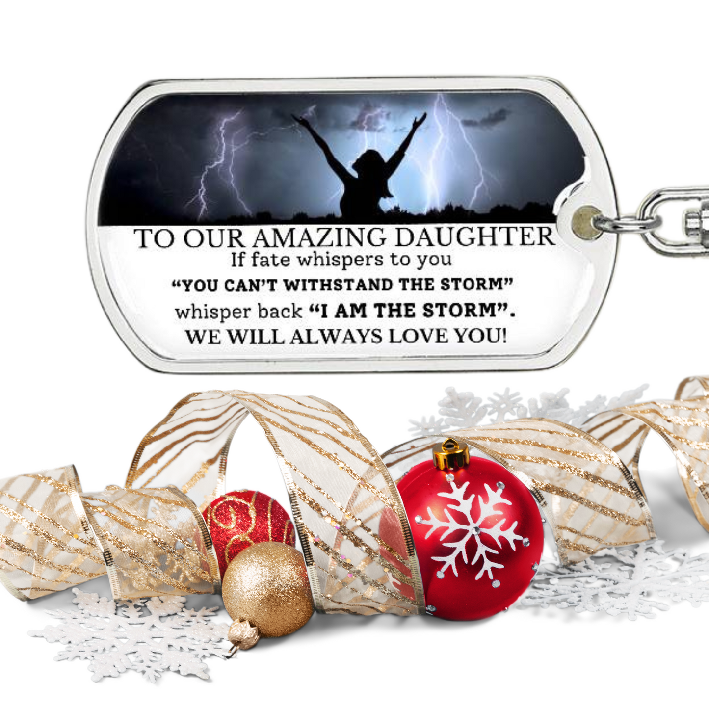 To Our Amazing Daughter- Graphic  Dog Tag  Swivel Keychain