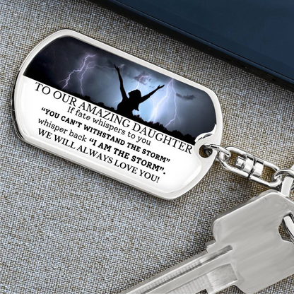 To Our Amazing Daughter- Graphic  Dog Tag  Swivel Keychain