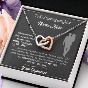 Customize Amazing Daughter-Interlocking Hearts Necklace