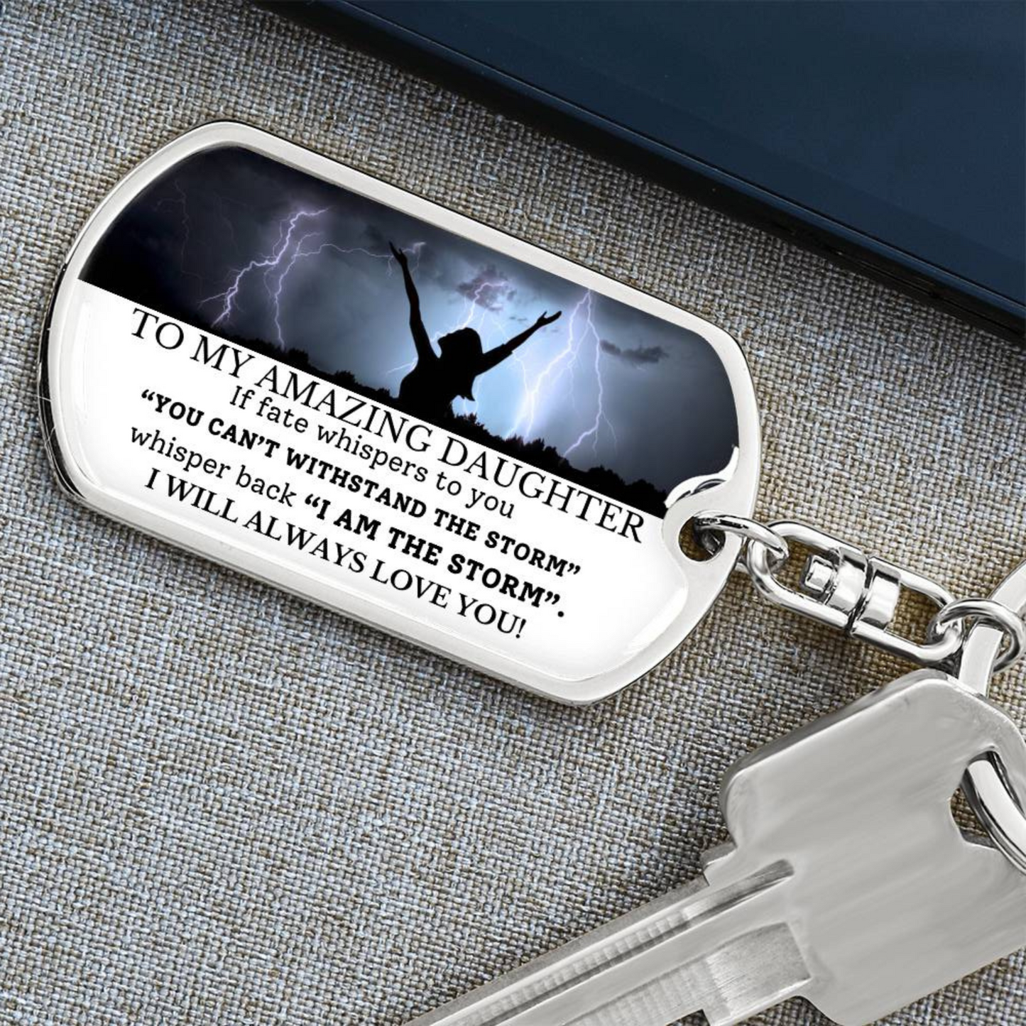 To My Amazing Daughter- Graphic Swivel Dog Tag Keychain