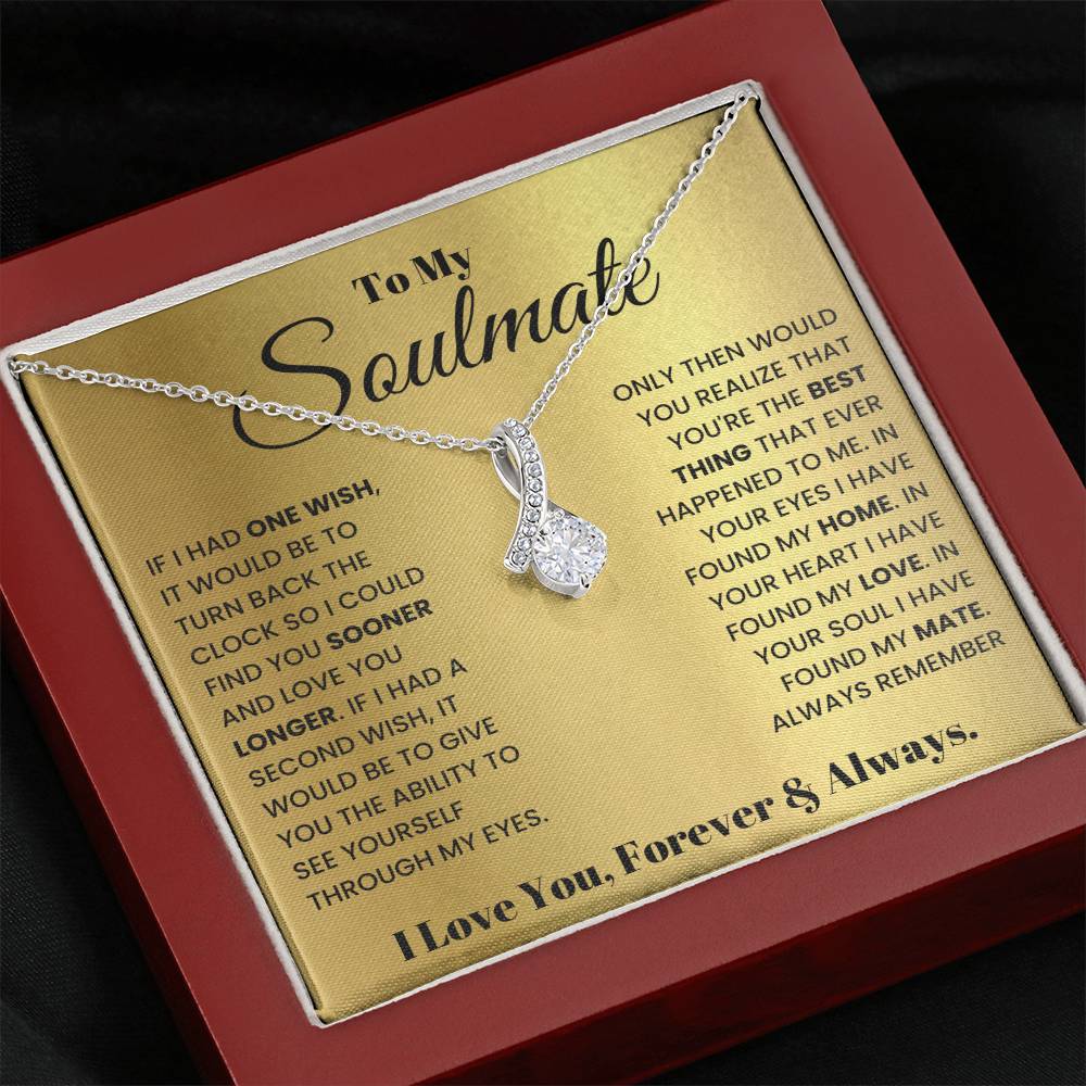 To My Soulmate - One Wish Necklace for Her - Anniversary Gift for Wife