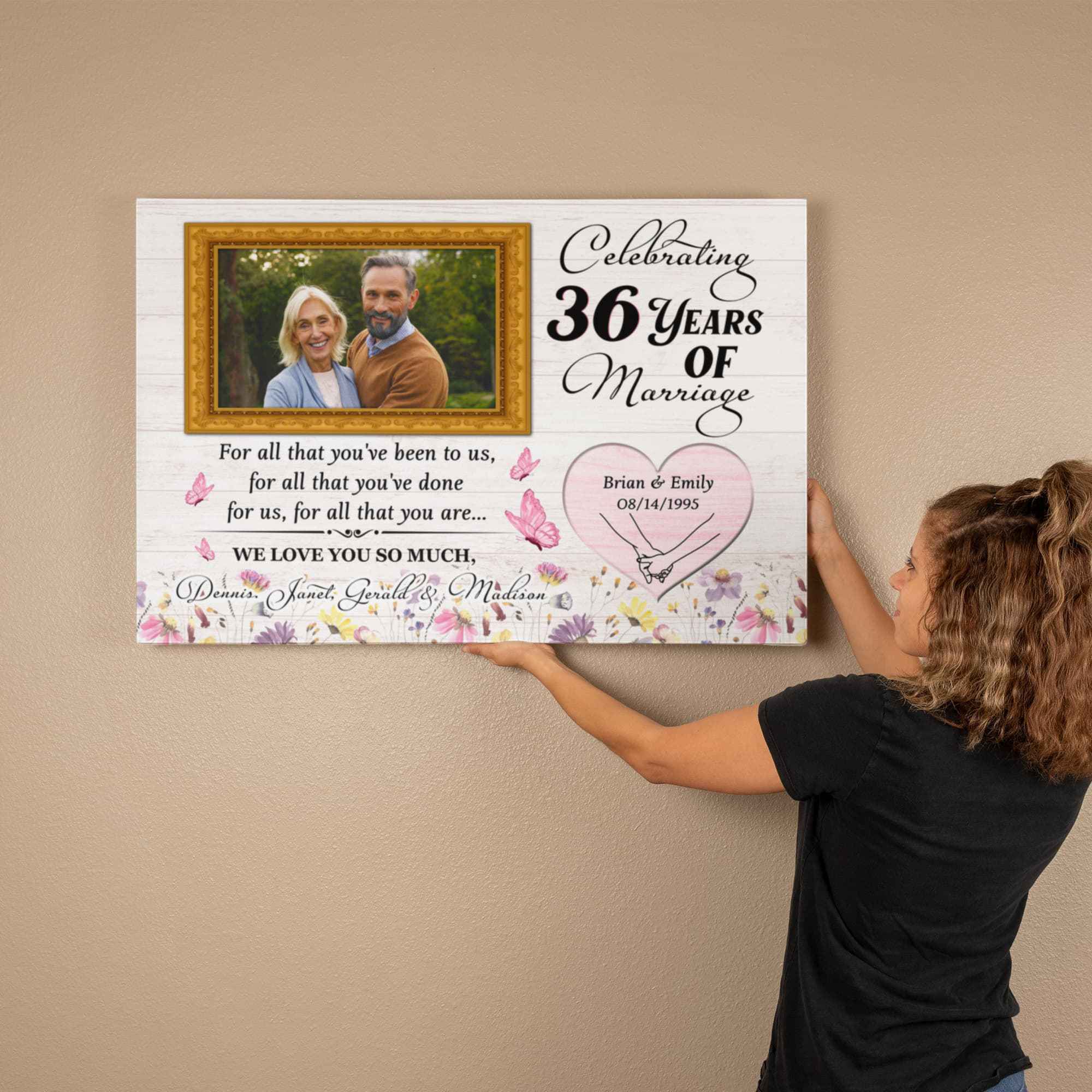 36th Wedding Anniversary Canvas - Custom Photo Gift For Parents - For All That You Have Been To Us - 36 Years Together