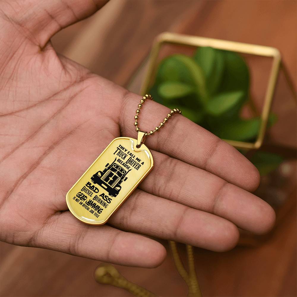 Badass Truck Driver- Graphic Military Dog Tag