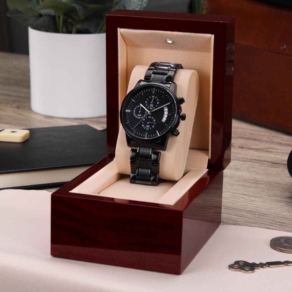 Dad -Engraved design Black Chronograph Watch