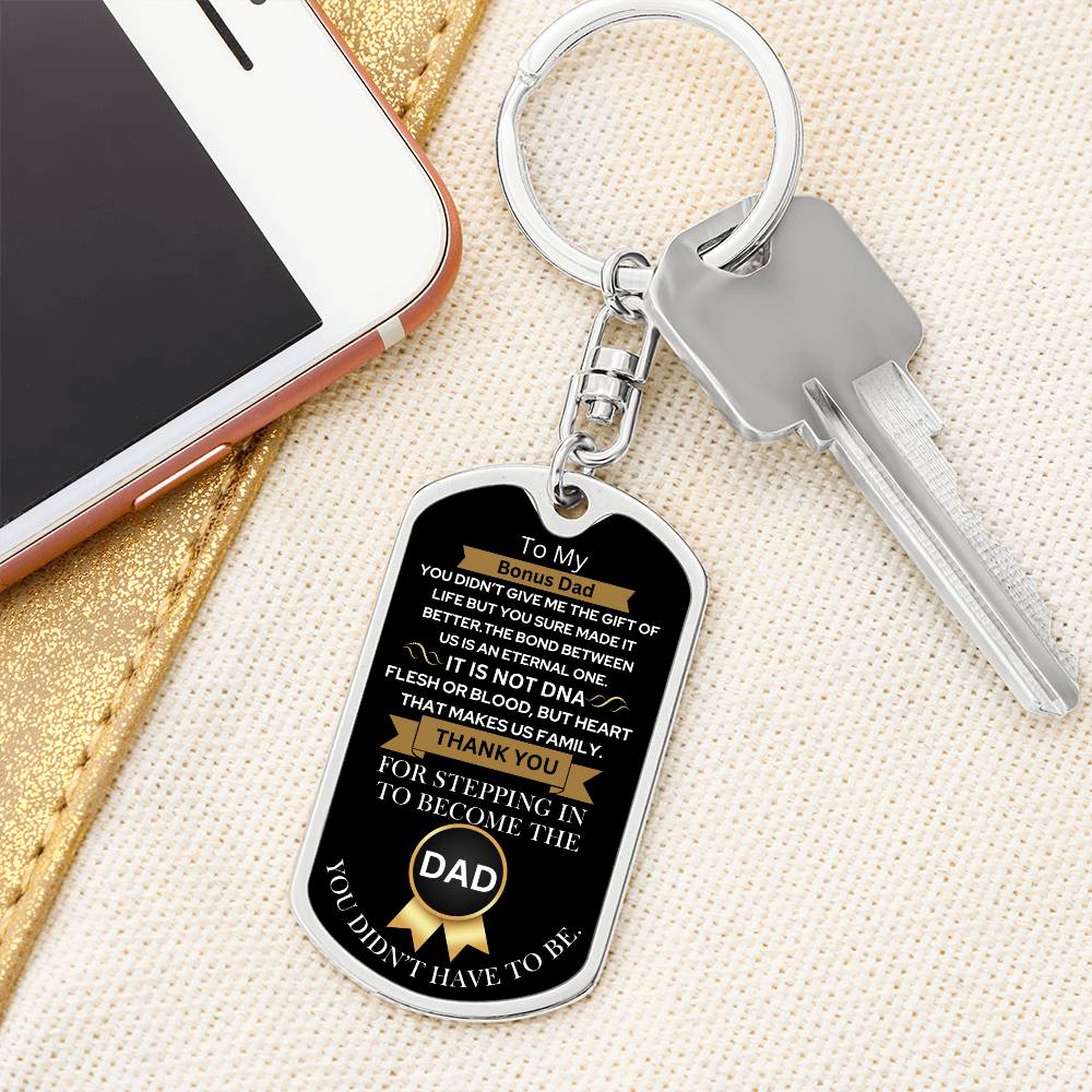 Bonus Dad-Graphic Dog Tag Keychain