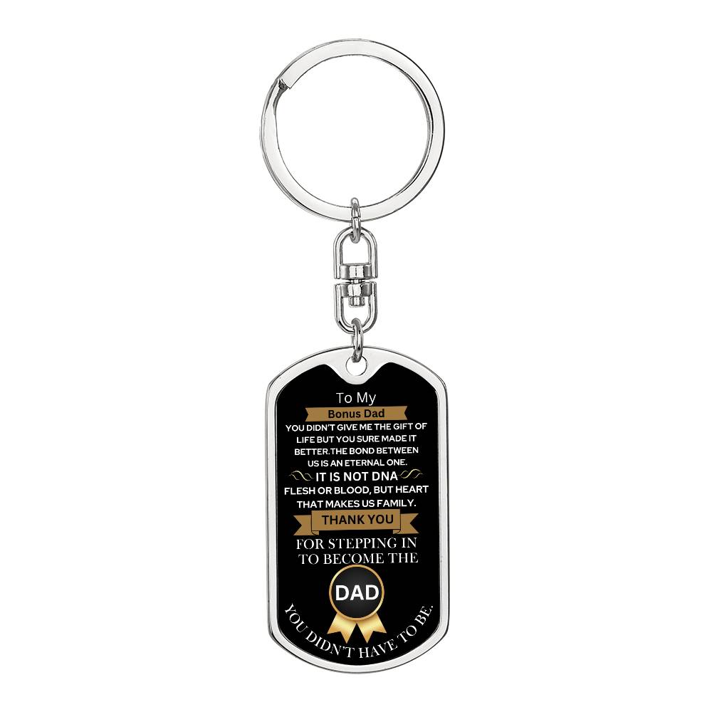 Bonus Dad-Graphic Dog Tag Keychain