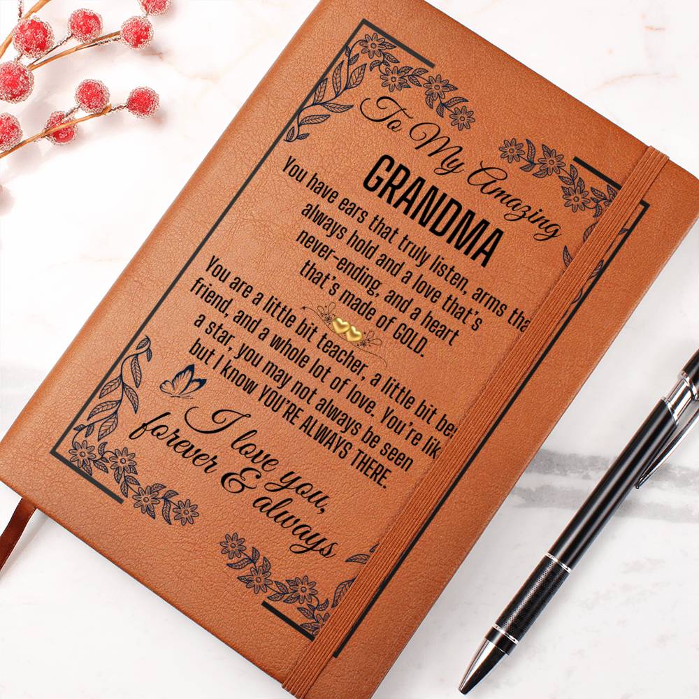 To My Amazing Grandma- Heart of Gold-Graphic Leather Journal