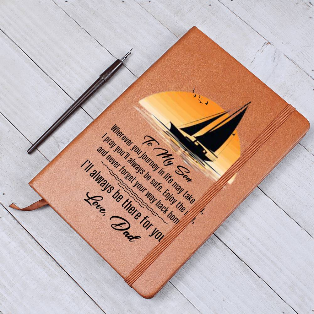 To My Son-Journey in Life- Graphic Leather Journal-Love Dad