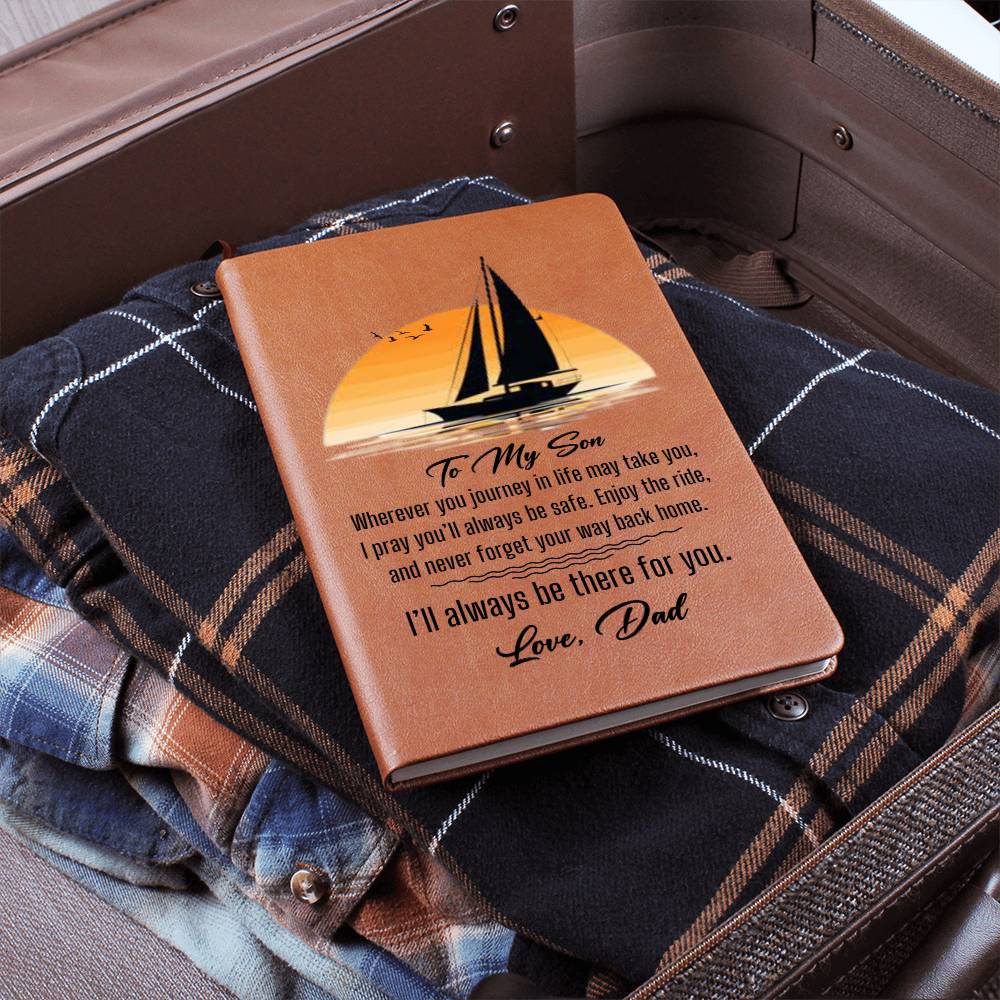 To My Son-Journey in Life- Graphic Leather Journal