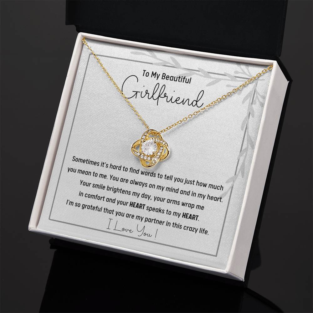 To My Beautiful Girlfriend-Grateful- Love Knot Necklace
