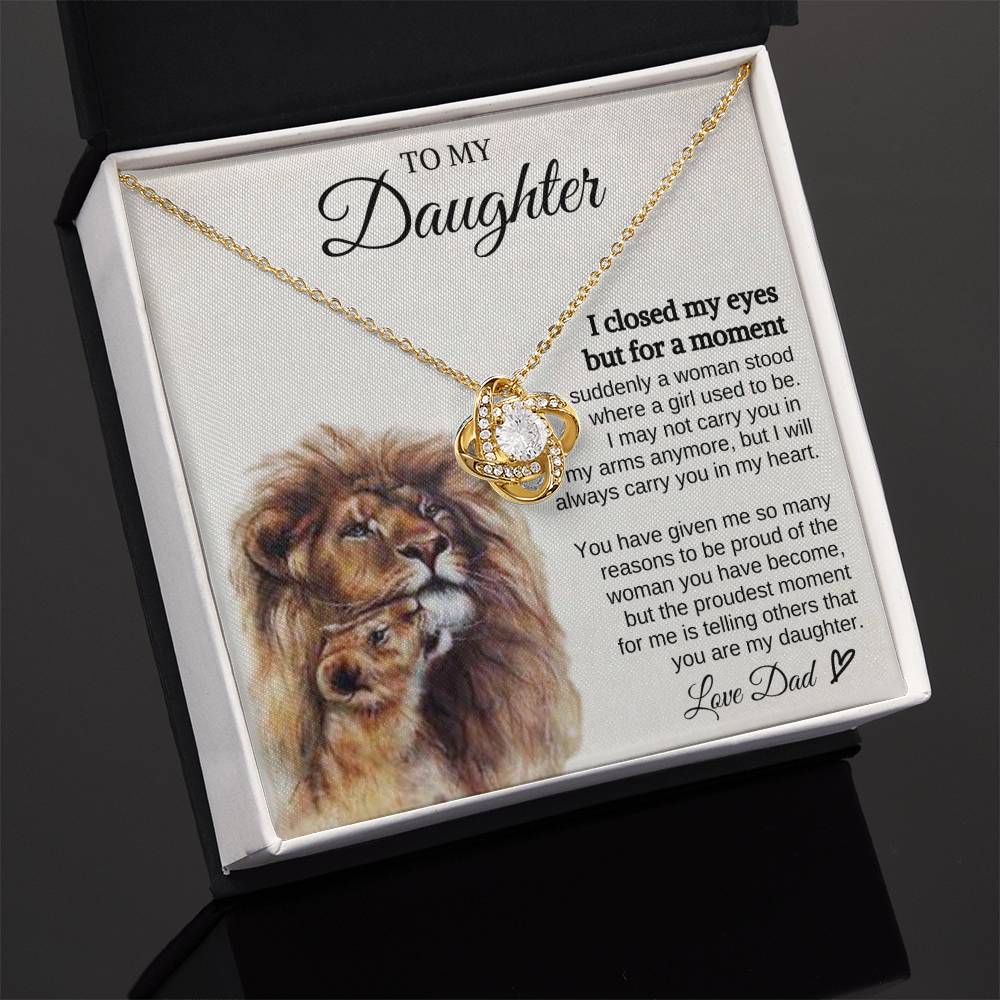 To My Daughter-In My Heart-Love Dad- Love Knot Necklace