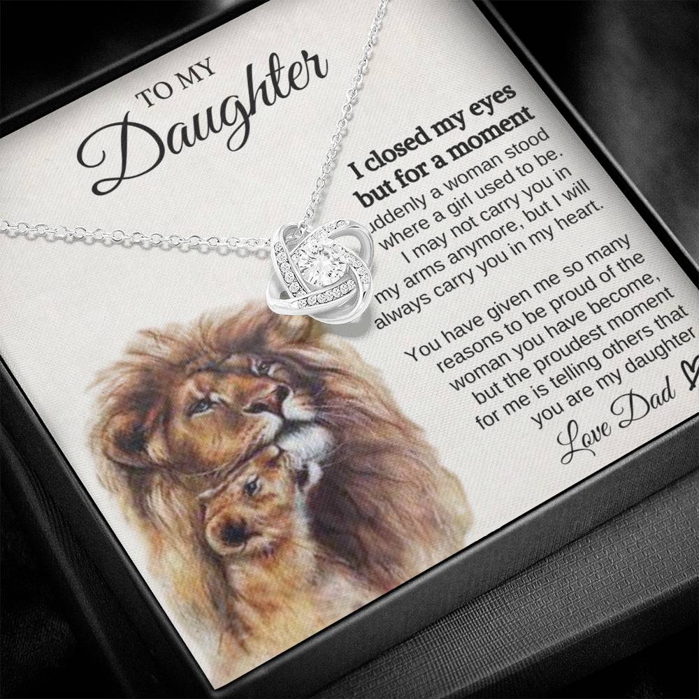 To My Daughter-In My Heart-Love Dad- Love Knot Necklace