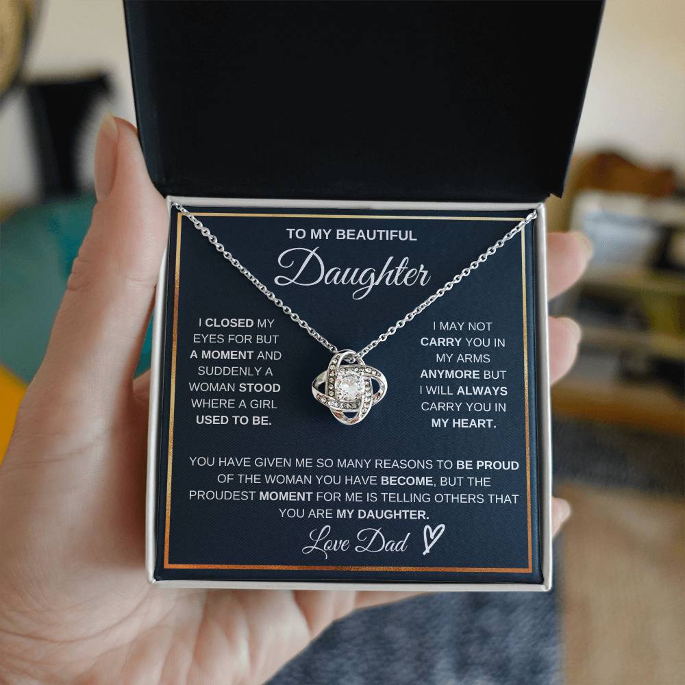 To My Daughter- Many Reasons- From Dad-Love Knot Necklace