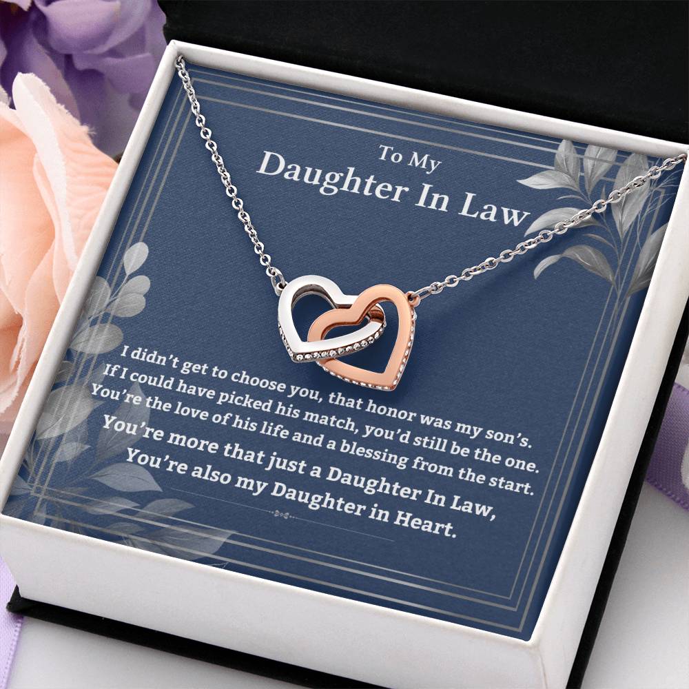 Daughter In Law- Daughter In Heart- Interlocking Hearts Necklace