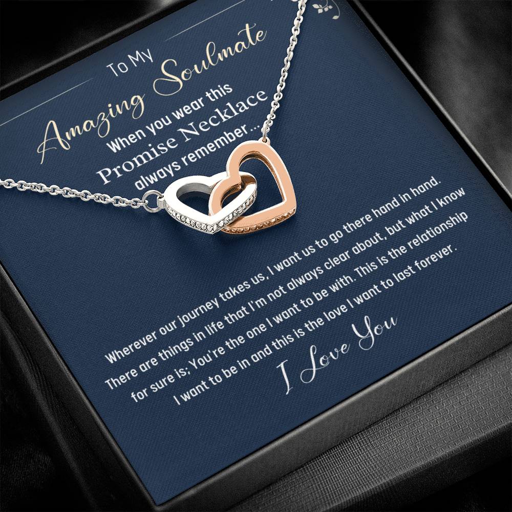 To My Amazing Soulmate-Hand in Hand- Interlocking Hearts Necklace