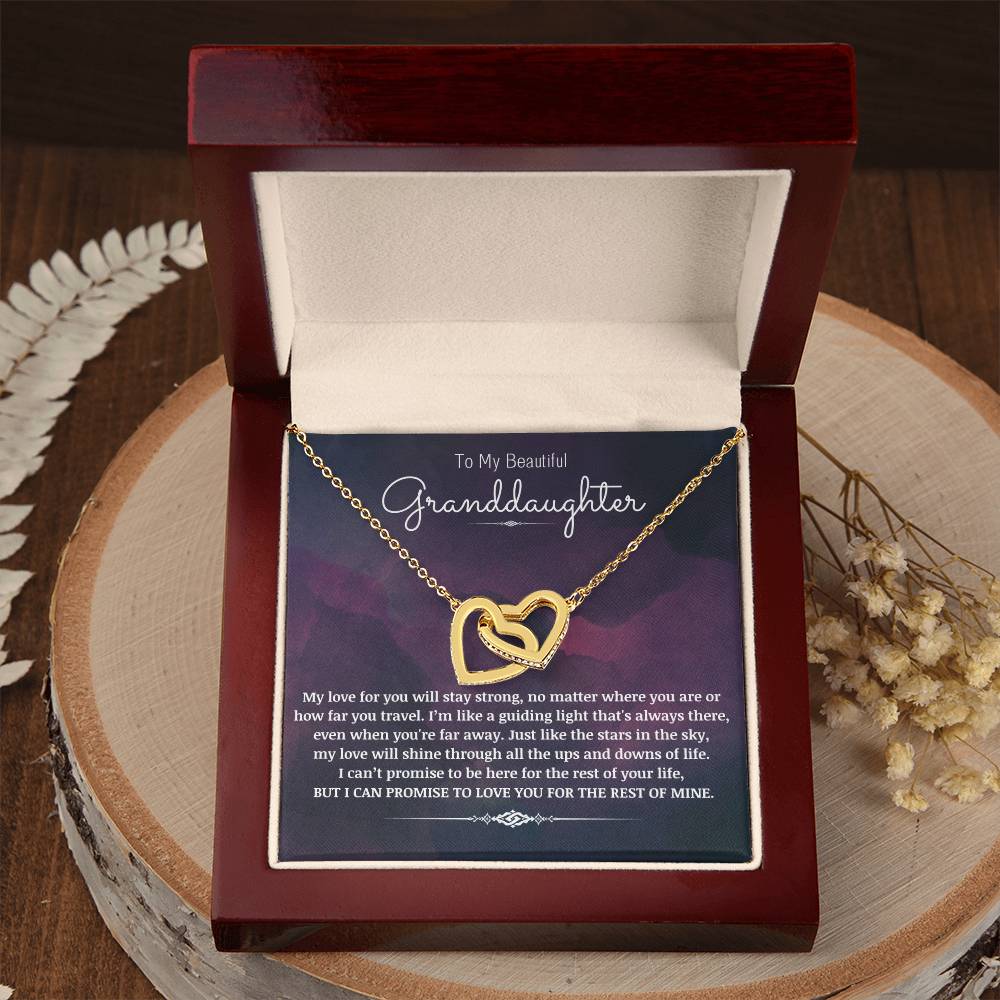 To My Beautiful Granddaughter-I'm like a guiding light-Interlocking hearts Necklace