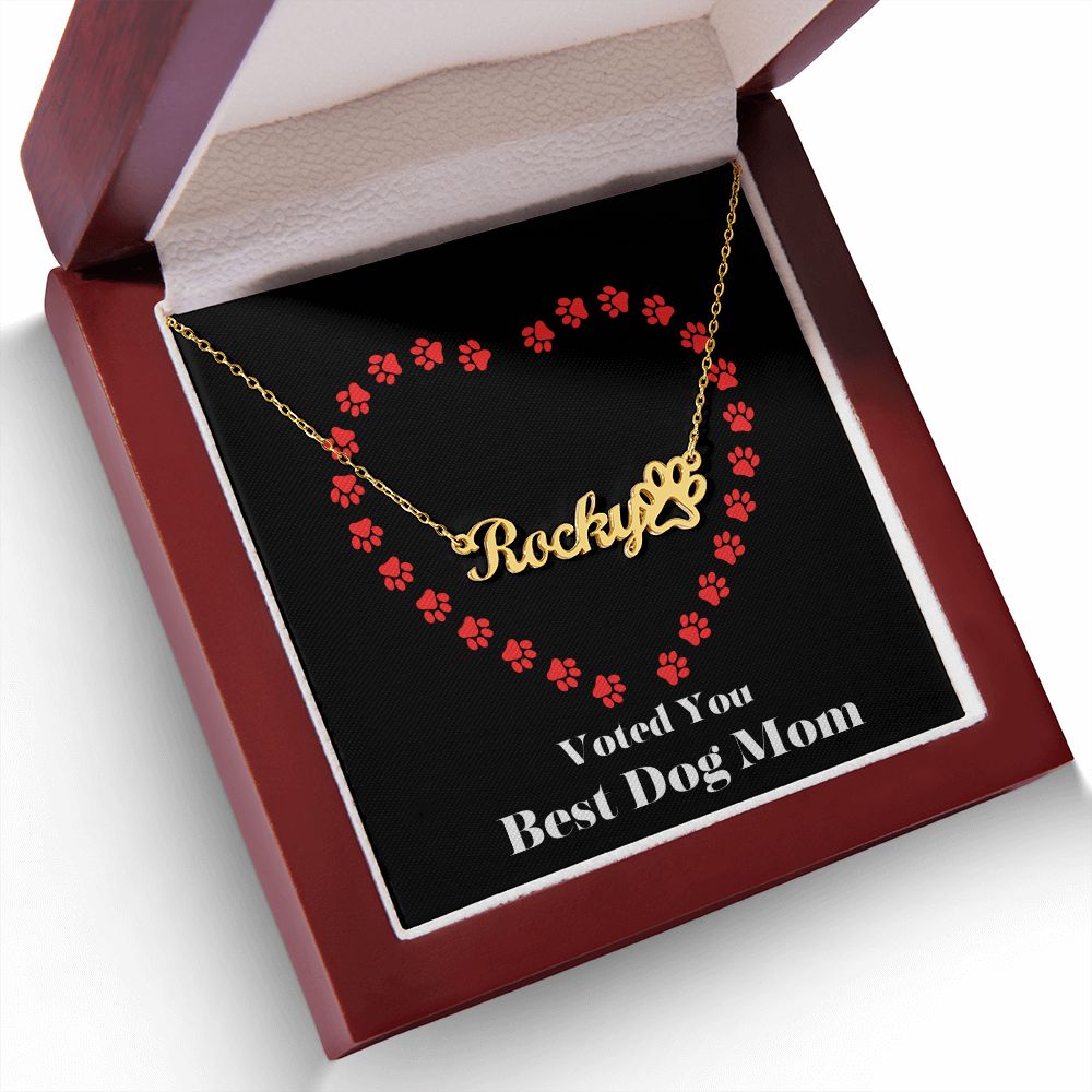 Dog Name Necklace- Personalized Paw Print Name Necklace