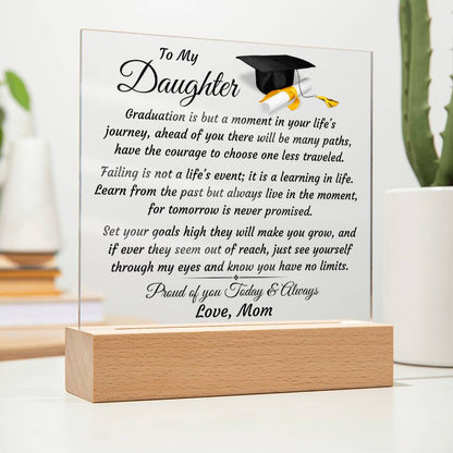 To My Daughter- Graduation Square Graduation Plaque- Love, Mom