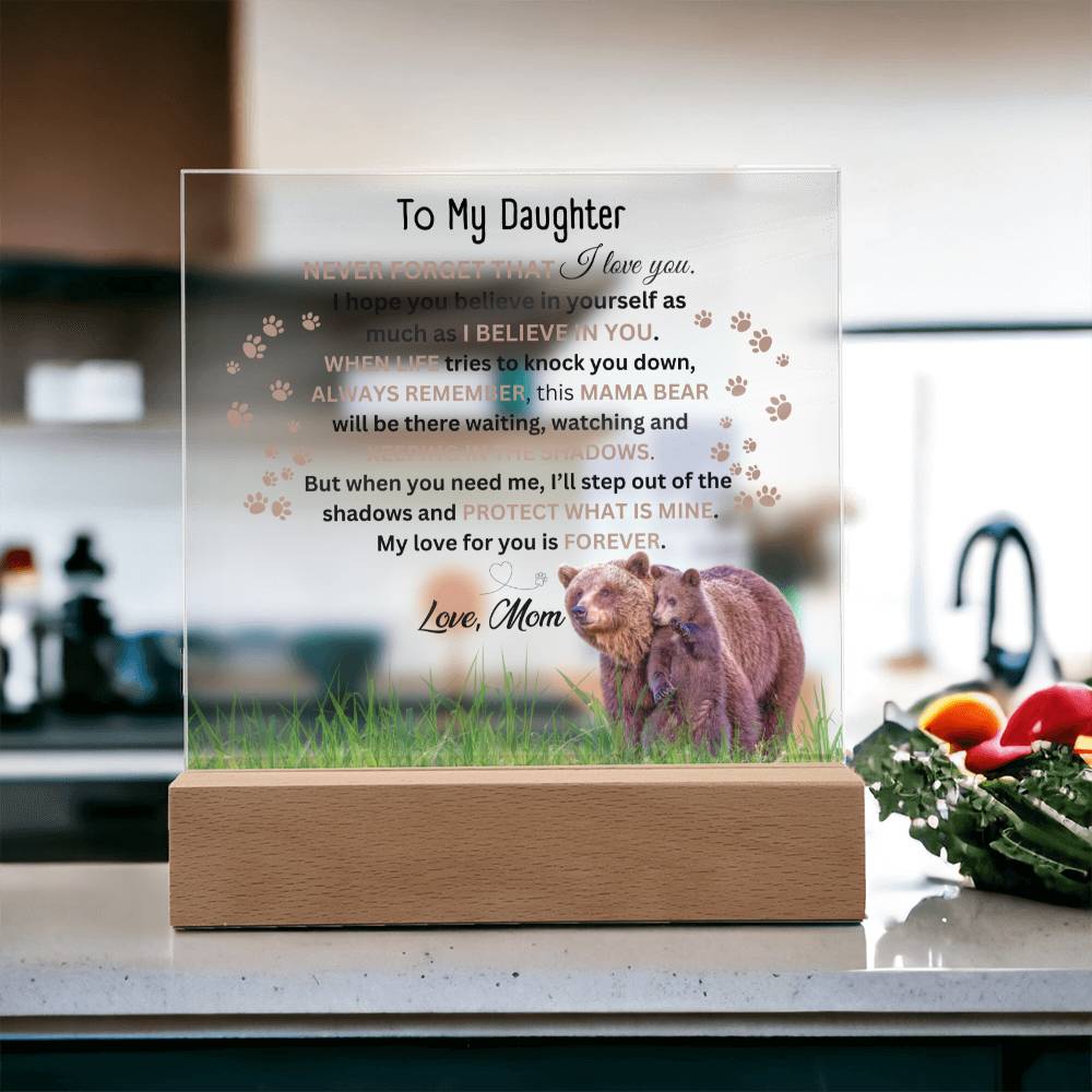 Daughter-This Mama Bear- Square Acrylic Plaque