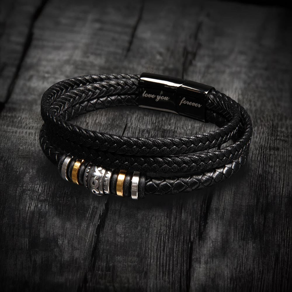 To Our Son-Stand Tall- Forever and always-Mens Leather Bracelet
