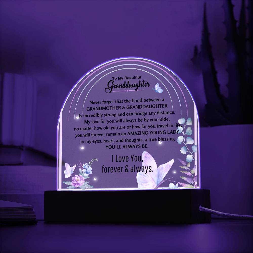 To My Granddaughter-Amazing Young Lady- Domed Acrylic Plaque