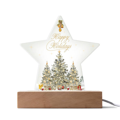 Happy Holidays Printed Star Acrylic Plaque