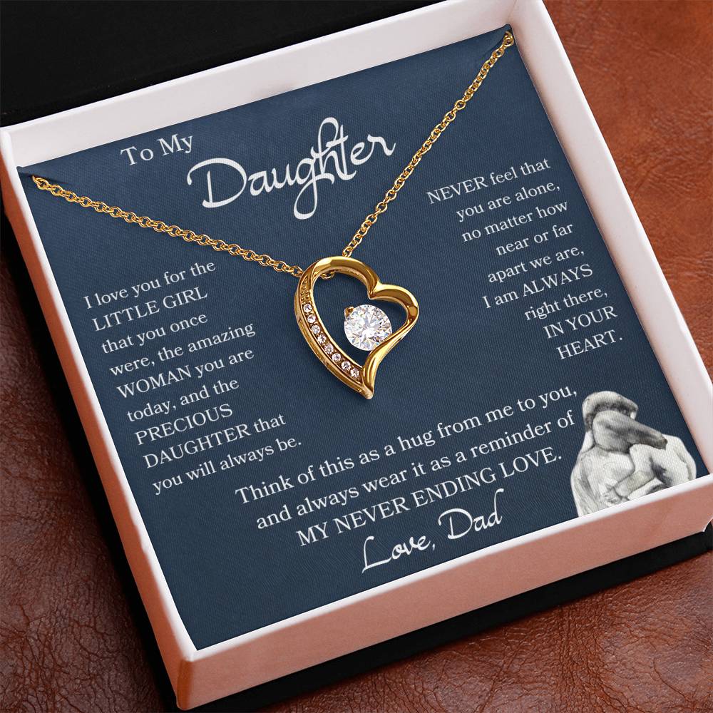 To My Daughter-In Your Heart-Forever Love Heart Necklace