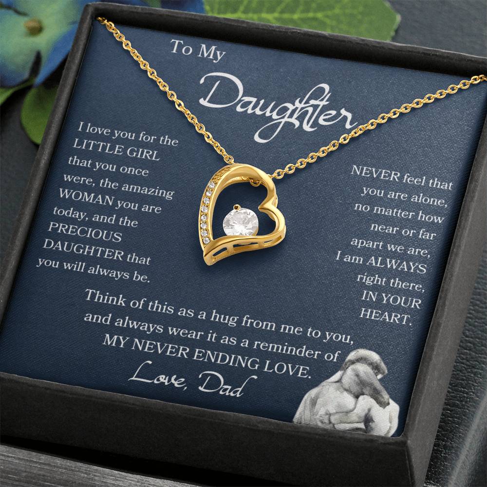 To My Daughter-In Your Heart-Forever Love Heart Necklace