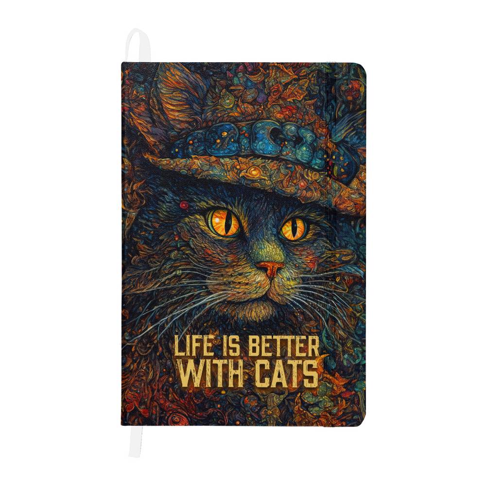 Ambassador Bound Graphic Journal Black- Life is better with cats